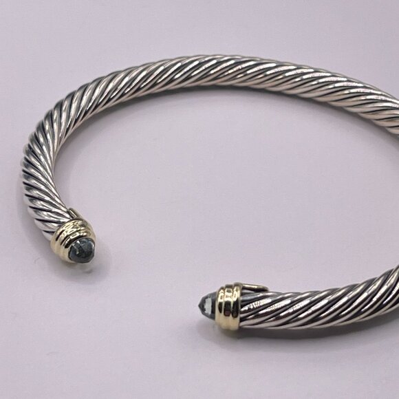 David Yurman Cable Classics Bracelet with Prasiolite in Silver with 18K Gold - Picture 4 of 9